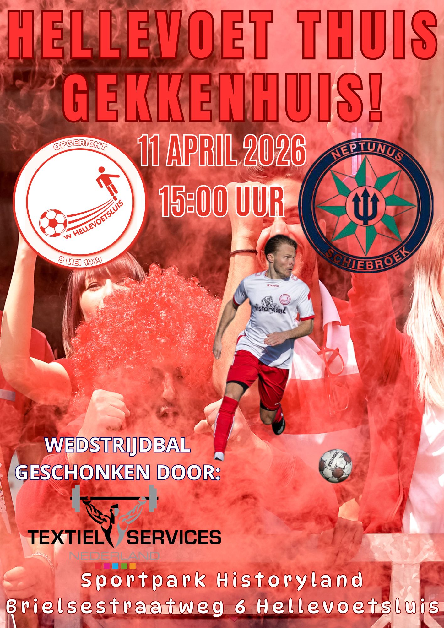 Zaterdag 11 april, aanvang 15.00 uur: HELLEVOETSLUIS - Neptunus-Schiebroek