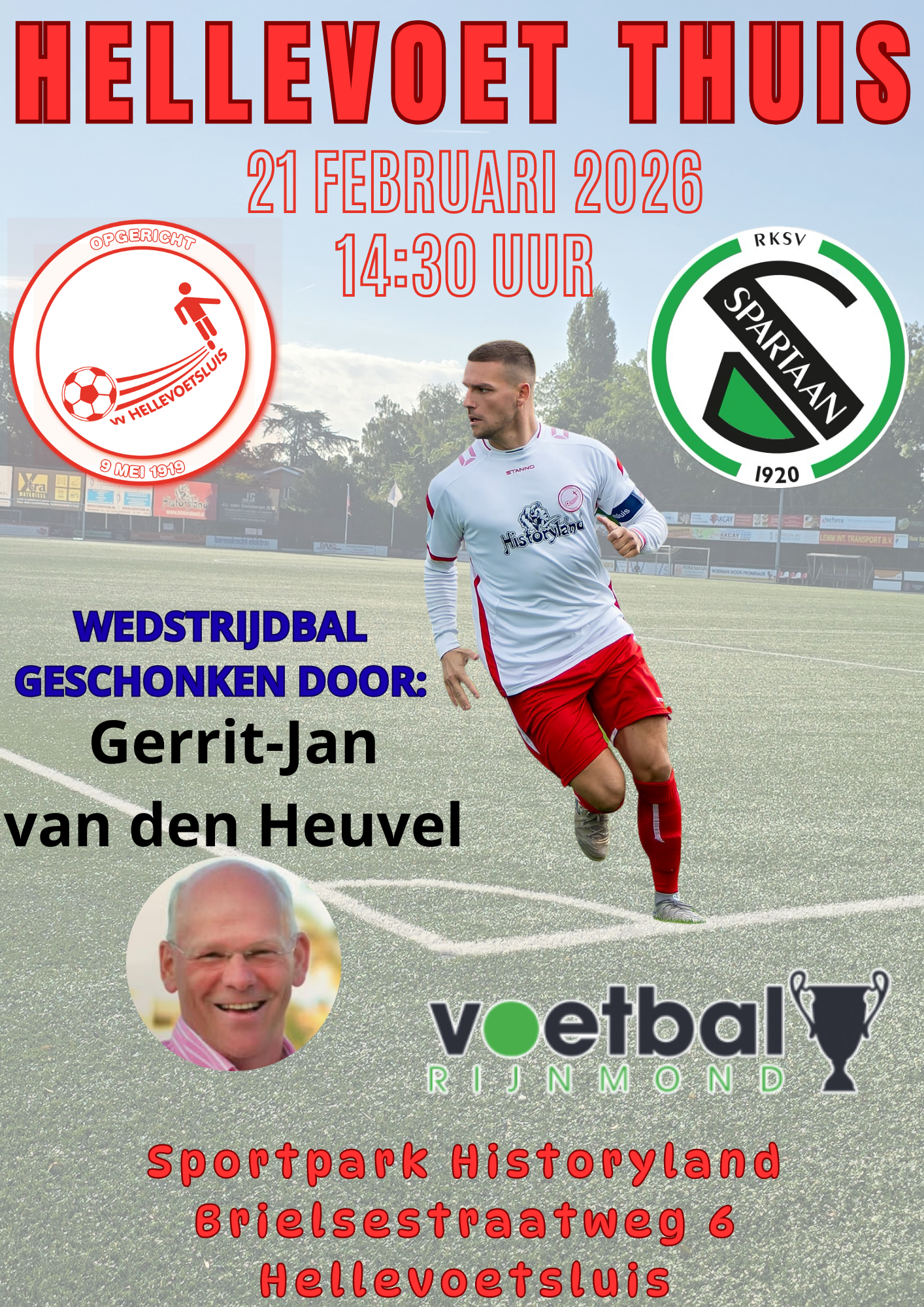 Zaterdag 21 februari, aanvang 14.30 uur: HELLEVOETSLUIS - Spartaan '20