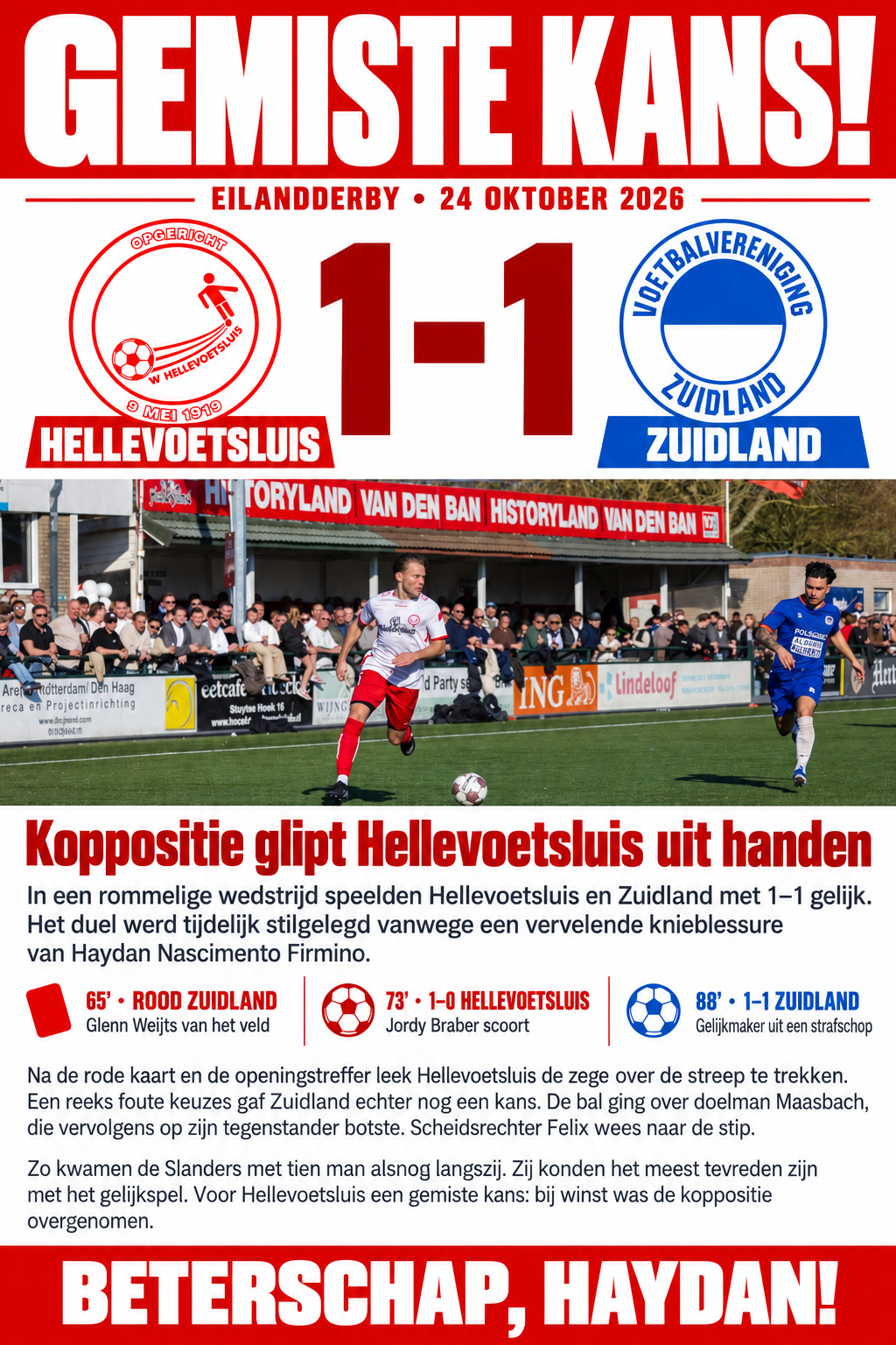 Hellevoetsluis laat kans op koppositie liggen