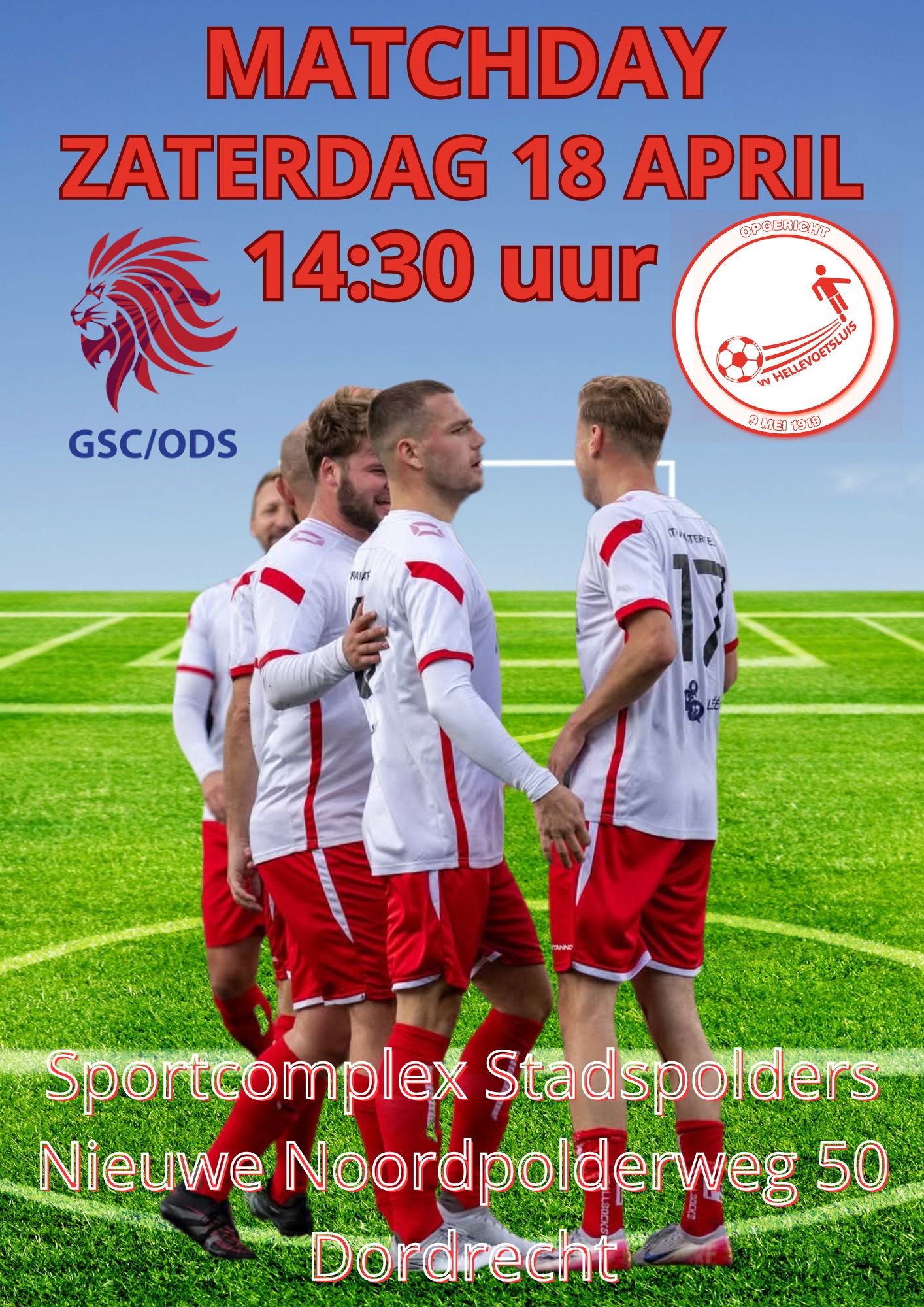 Zaterdag 18 april, aanvang 14.30 uur: GSC/ODS - HELLEVOETSLUIS