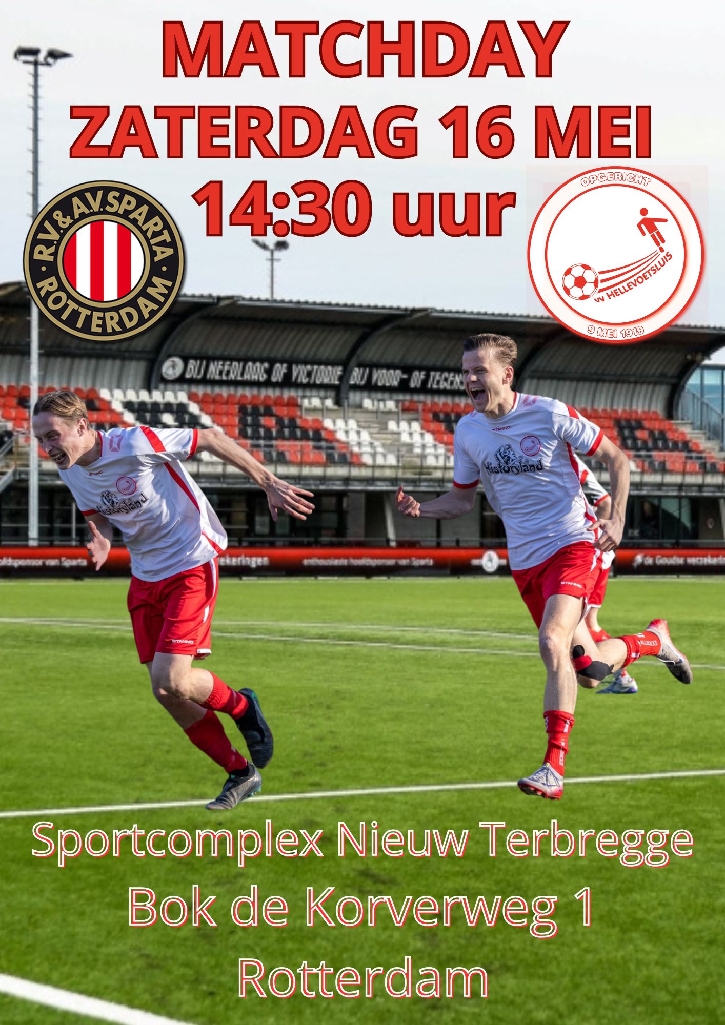 Zaterdag 16 mei, aanvang 14.30 uur: Sparta (AV) - HELLEVOETSLUIS
