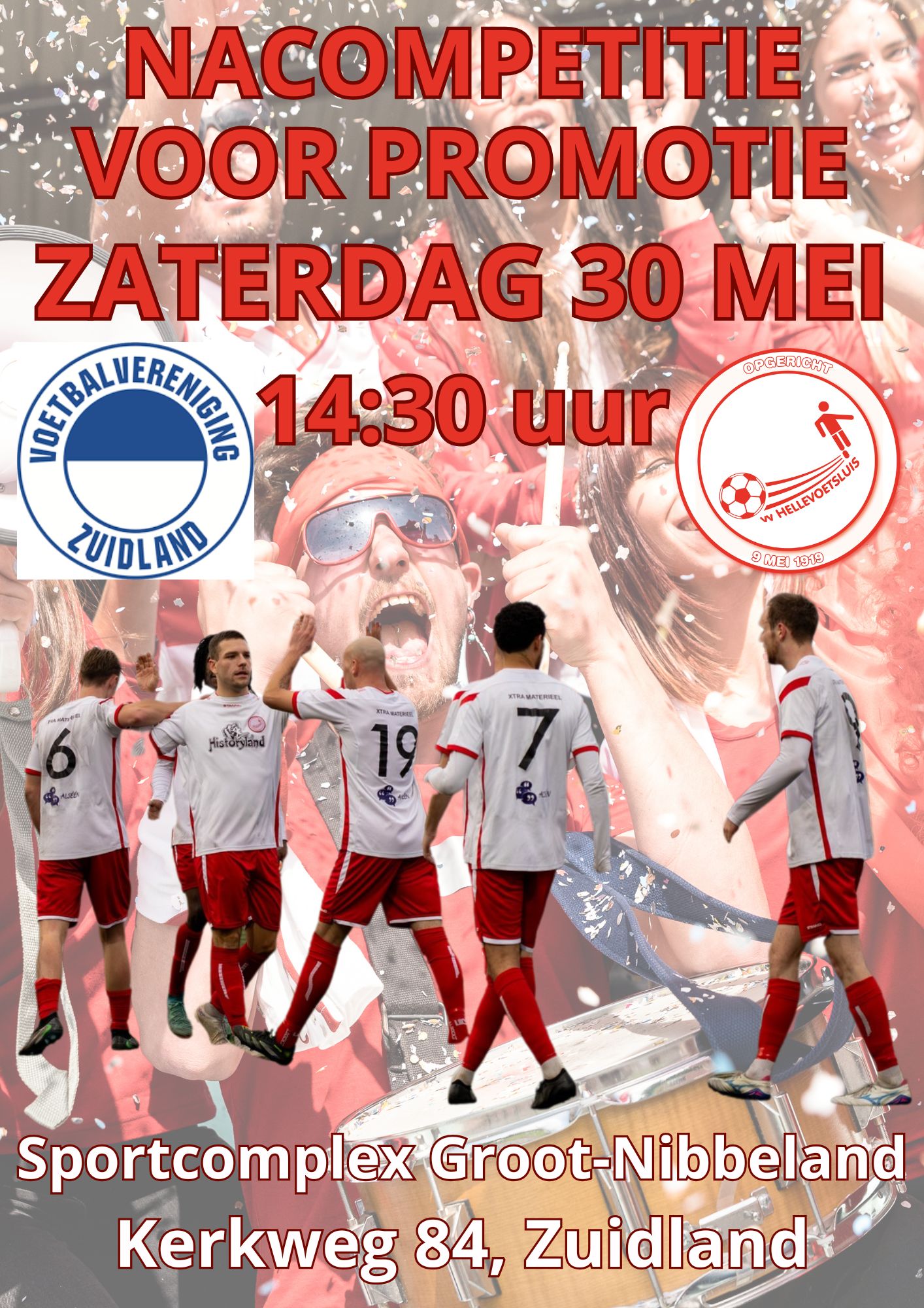 Zaterdag 30 mei, aanvang 14.30 uur: Zuidland - HELLEVOETSLUIS (nacompetitie)