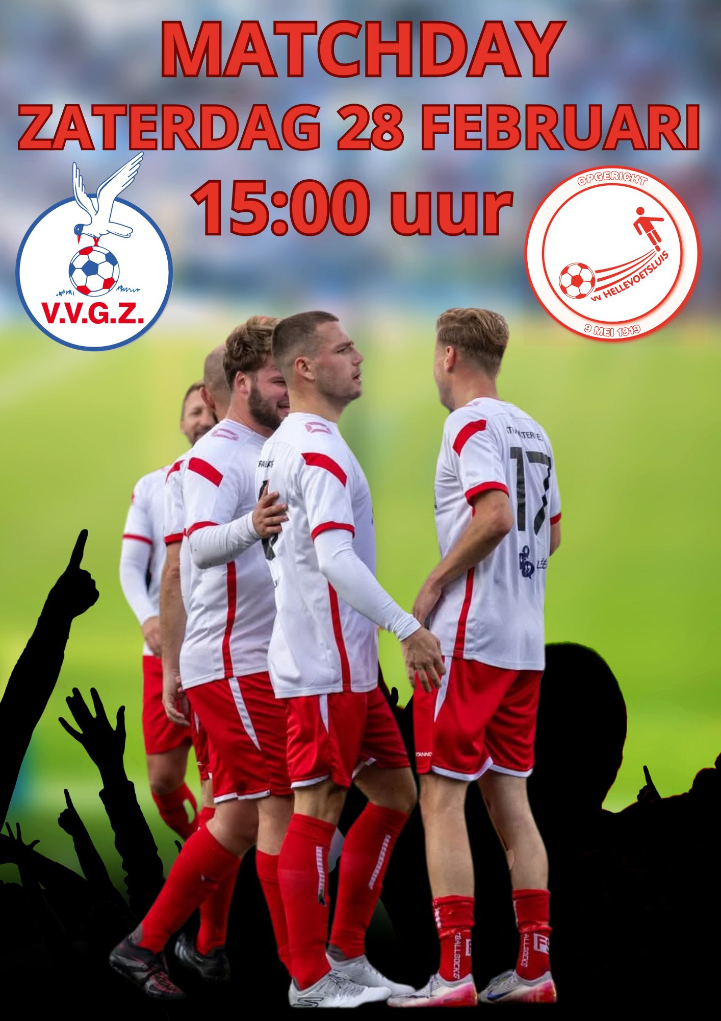 Zaterdag 28 februari, aanvang 15.00 uur: VVGZ - HELLEVOETSLUIS