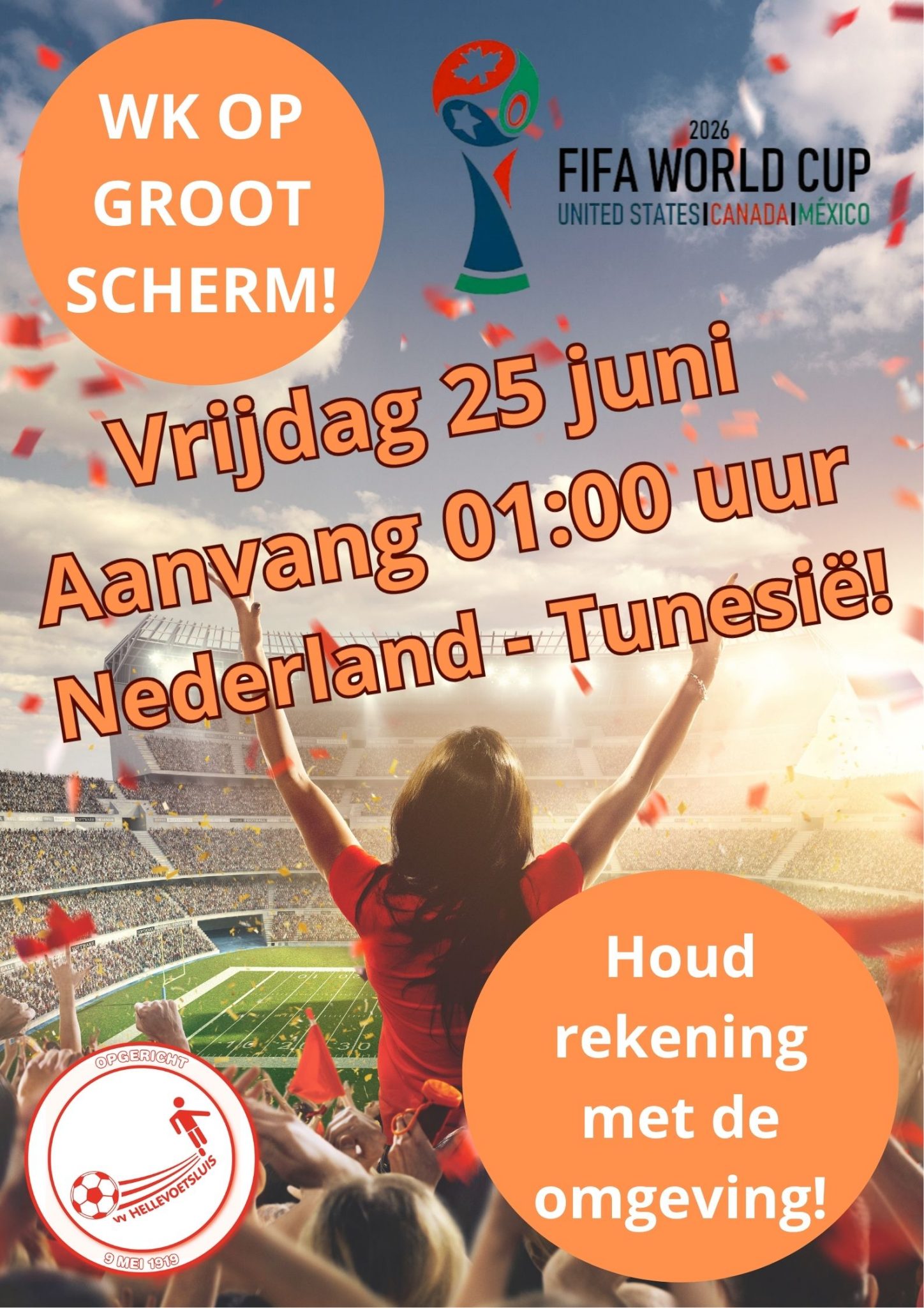 Nederland - Tunesië op groot scherm